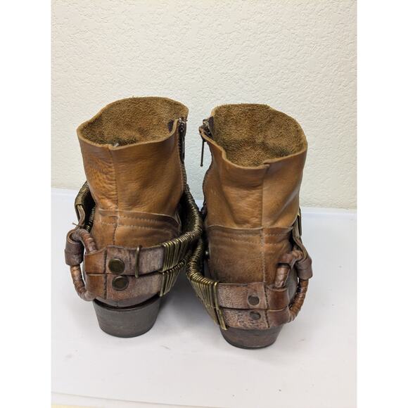 Freebird by Steven Evil Brown Leather Ankle Boot Bronze Hardwear Womens Size 9 - Picture 4 of 10